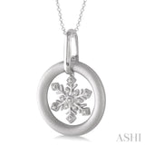 1/20 ctw Single Cut Diamond Snow Flower Pendant in Sterling Silver with Chain