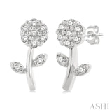 1/6 Ctw Petite Floral Round Cut Diamond Fashion Stud Earrings in 10K White Gold