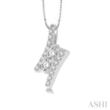 1/4 ctw Twin Center Parallel Bar Round Cut Diamond 2Stone Pendant With Link Chain in 14K White Gold