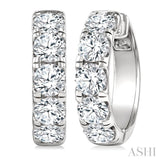 5 Ctw Round Cut Diamond Hoop Earrings in 14K White gold
