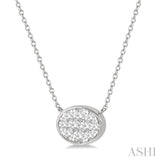 1/3 ctw Oval Shape Lovebright Diamond Pendant With Chain in 14K White Gold