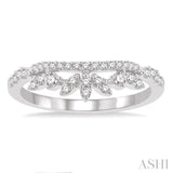 1/3 Ctw Alternating Marquise and Circular Mount Round Cut Diamond Curved Band in 14K White Gold