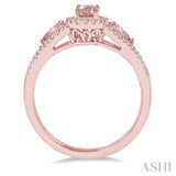 6x4 MM Oval Cut and 5x3 MM Pear Cut Morganite and 1/5 Ctw Round Diamond Semi-Precious Ring in 10K Rose Gold