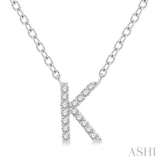 1/20 Ctw Initial 'K' Round Cut Diamond Pendant With Chain in 10K White Gold