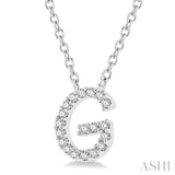 1/20 Ctw Initial 'G' Round Cut Diamond Pendant With Chain in 10K White Gold
