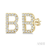 1/8 Ctw Initial 'B' Single Cut Diamond Earrings in 10K Yellow Gold