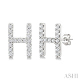 1/10 Ctw Initial 'H' Single Cut Diamond Earrings in 10K White Gold