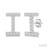 1/10 Ctw Initial 'I' Single Cut Diamond Earrings in 10K White Gold