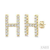 1/10 Ctw Initial 'H' Single Cut Diamond Earrings in 10K Yellow Gold