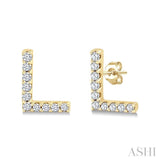 1/10 Ctw Initial 'L' Single Cut Diamond Earrings in 10K Yellow Gold