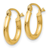 14k 2x12mm Polished Tube Hoop Earrings