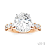1 1/3 Ctw Oval Shape Emerald and Round Cut Diamond Semi-Mount Engagement Ring in 14K Rose and White Gold