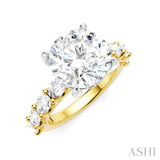 1 1/3 Ctw Round Shape Oval and Round Cut Diamond Semi-Mount Engagement Ring in 14K Yellow and White Gold