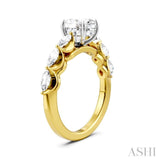 5/8 Ctw Oval Shape Marquise and Round Cut Diamond Semi-Mount Engagement Ring in 14K Yellow and White Gold