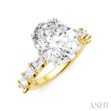 1 1/3 Ctw Oval Shape Emerald and Round Cut Diamond Semi-Mount Engagement Ring in 14K Yellow and White Gold