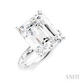 1/5 Ctw Akari Emerald Shape Round Cut Diamond Semi-Mount Engagement Ring in 14K White Gold