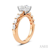 7/8 Ctw Princess Shape Oval and Round Cut Diamond Semi-Mount Engagement Ring in 14K Rose and White Gold