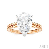 1/10 Ctw Pear Shape Round Cut Diamond Semi-Mount Engagement Ring in 14K Rose and White Gold