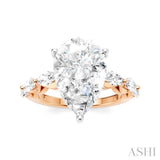 1 Ctw Pear Shape Marquise and Round Cut Diamond Semi-Mount Engagement Ring in 14K Rose and White Gold
