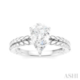 1/20 Ctw Pear Shape Round Cut Diamond Semi-Mount Engagement Ring in 14K White Gold