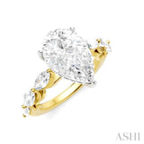 1 Ctw Pear Shape Marquise and Round Cut Diamond Semi-Mount Engagement Ring in 14K Yellow and White Gold