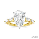 1 Ctw Pear Shape Marquise and Round Cut Diamond Semi-Mount Engagement Ring in 14K Yellow and White Gold