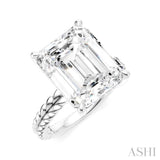 1/8 Ctw Emerald Shape Round Cut Diamond Semi-Mount Engagement Ring in 14K White Gold