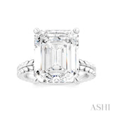 1/8 Ctw Emerald Shape Round Cut Diamond Semi-Mount Engagement Ring in 14K White Gold