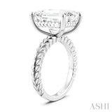 1/8 Ctw Emerald Shape Round Cut Diamond Semi-Mount Engagement Ring in 14K White Gold