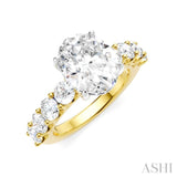 1 1/3 Ctw Oval Shape Round Cut Diamond Semi-Mount Engagement Ring in 14K Yellow and White Gold