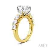 1 1/3 Ctw Oval Shape Round Cut Diamond Semi-Mount Engagement Ring in 14K Yellow and White Gold