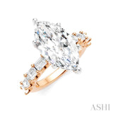 1 1/3 Ctw Marquise Shape Emerald and Round Cut Diamond Semi-Mount Engagement Ring in 14K Rose and White Gold