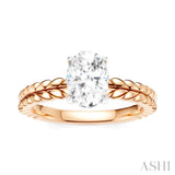1/20 Ctw Oval Shape Round Cut Diamond Semi-Mount Engagement Ring in 14K Rose and White Gold