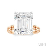 1/8 Ctw Emerald Shape Round Cut Diamond Semi-Mount Engagement Ring in 14K Rose and White Gold