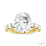1 1/3 Ctw Oval Shape Oval and Round Cut Diamond Semi-Mount Engagement Ring in 14K Yellow and White Gold