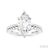 1/10 Ctw Marquise Shape Round Cut Diamond Semi-Mount Engagement Ring in 14K White Gold