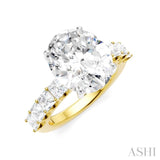 1 1/3 Ctw Oval Shape Princess and Round Cut Diamond Semi-Mount Engagement Ring in 14K Yellow and White Gold