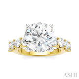1 1/3 Ctw Round Shape Round Cut Diamond Semi-Mount Engagement Ring in 14K Yellow and White Gold