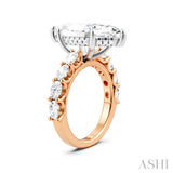1 1/3 Ctw Marquise Shape Oval and Round Cut Diamond Semi-Mount Engagement Ring in 14K Rose and White Gold