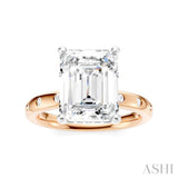 1/5 Ctw Akari Emerald Shape Round Cut Diamond Semi-Mount Engagement Ring in 14K Rose and White Gold
