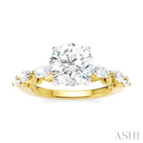 3/4 Ctw Round Shape Marquise and Round Cut Diamond Semi-Mount Engagement Ring in 14K Yellow and White Gold