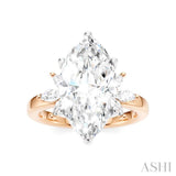5/8 Ctw Akari Marquise and Round Cut Diamond Semi-Mount Engagement Ring in 14K Rose and White Gold