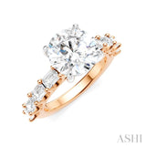 1 1/3 Ctw Round Shape Emerald and Round Cut Diamond Semi-Mount Engagement Ring in 14K Rose and White Gold
