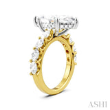 1 1/3 Ctw Marquise Shape Oval and Round Cut Diamond Semi-Mount Engagement Ring in 14K Yellow and White Gold