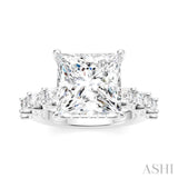 1 3/8 Ctw Princess Shape Emerald and Round Cut Diamond Semi-Mount Engagement Ring in 14K White Gold