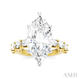 1 1/3 Ctw Marquise Shape Oval and Round Cut Diamond Semi-Mount Engagement Ring in 14K Yellow and White Gold