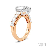 1 1/3 Ctw Pear Shape Princess and Round Cut Diamond Semi-Mount Engagement Ring in 14K Rose and White Gold