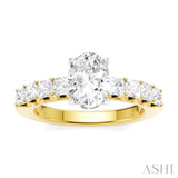 7/8 Ctw Oval Shape Princess and Round Cut Diamond Semi-Mount Engagement Ring in 14K Yellow and White Gold