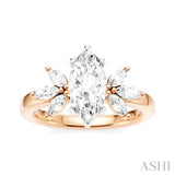 1/2 Ctw Akari Marquise and Round Cut Diamond Semi-Mount Engagement Ring in 14K Rose and White Gold