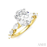 1 Ctw Oval Shape Marquise and Round Cut Diamond Semi-Mount Engagement Ring in 14K Yellow and White Gold